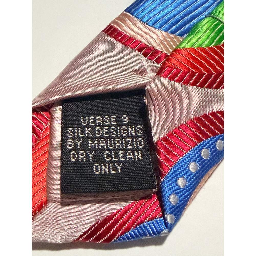 Verse 9 Silk Tie Textured Multicolor Geometric Circle Maurizio Design Statement - Picture 4 of 8